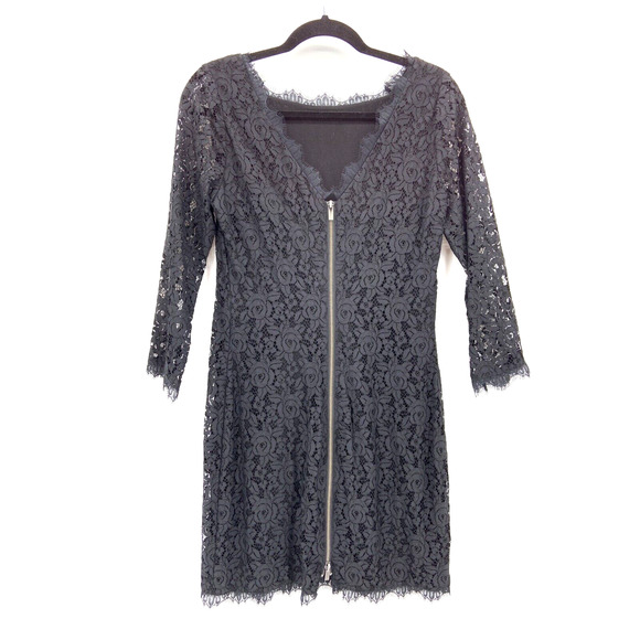 NWT DVF Diane Von Furstenberg Colleen Sheath Dress Sz 8 Black Lace Princess Cate - Picture 3 of 12